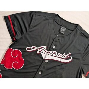 BoxLunch x Naruto Shippuden Akatsuki Baseball Jersey Mens Large Shirt Black